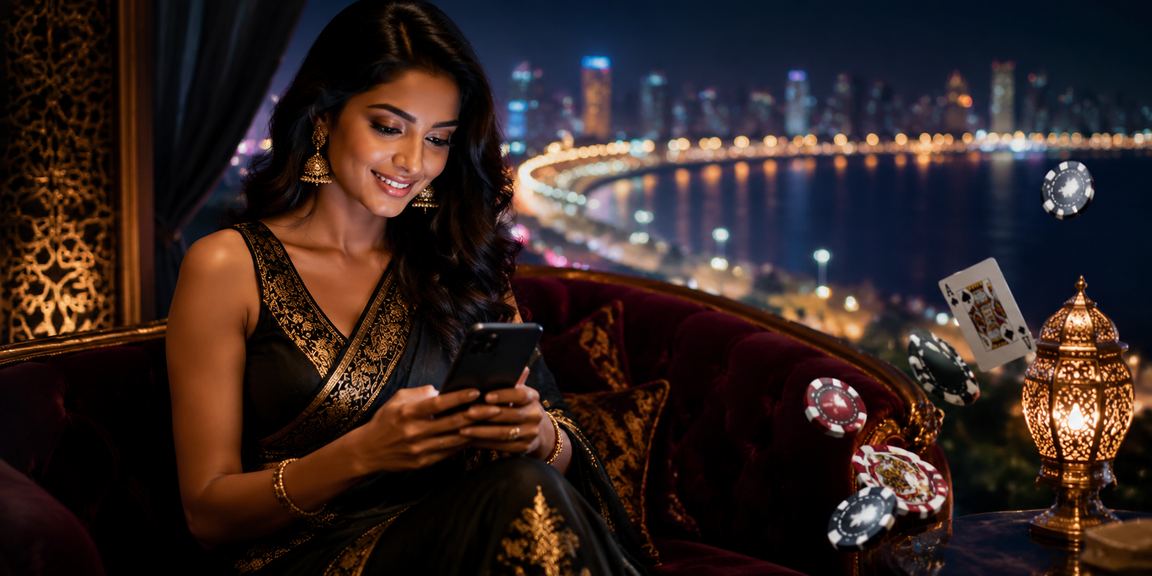 Mumbai Marine Drive poker game scene with Indian player