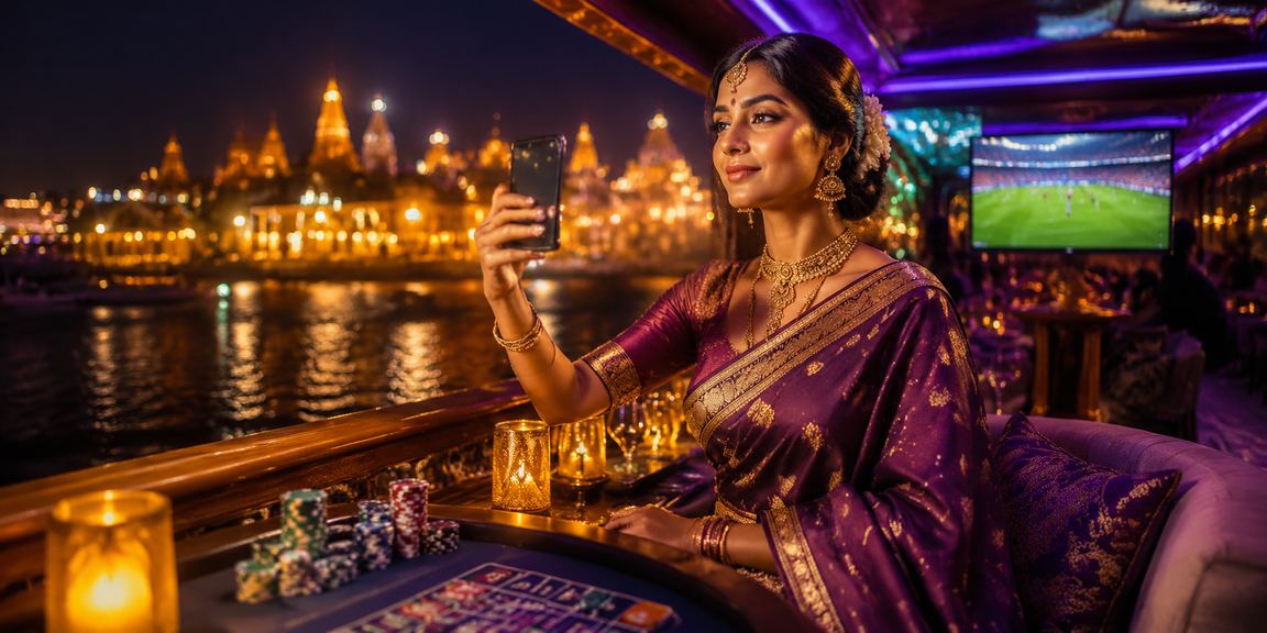 Varanasi Ghat with football betting context and Indian player